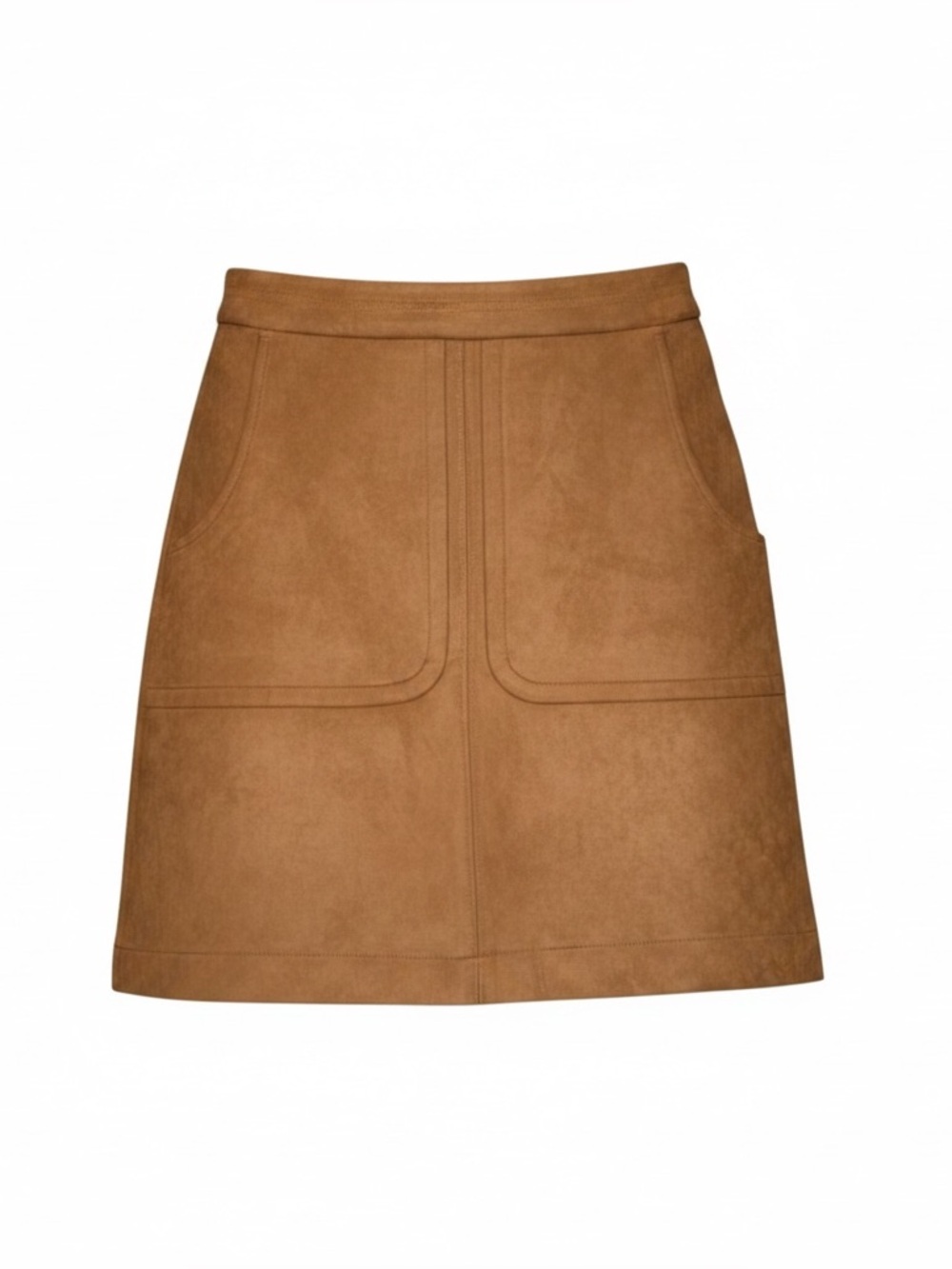 LOFT Brown Faux Suede A-Line Mini Skirt With Pockets Size 0